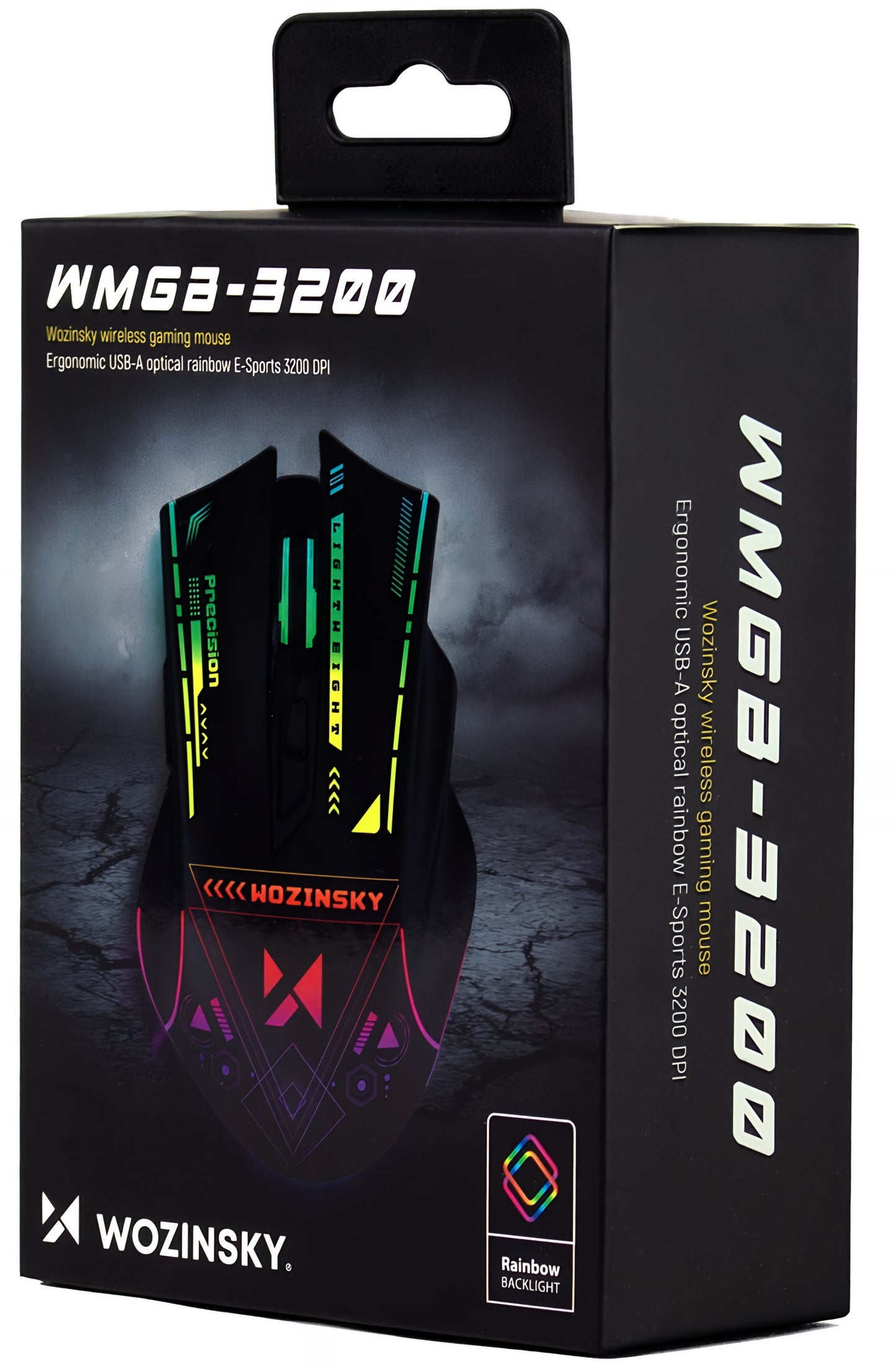 Bezprzewodowa mysz gamingowa WZK WMGB-3200, 3200DPI, RGB, czarna