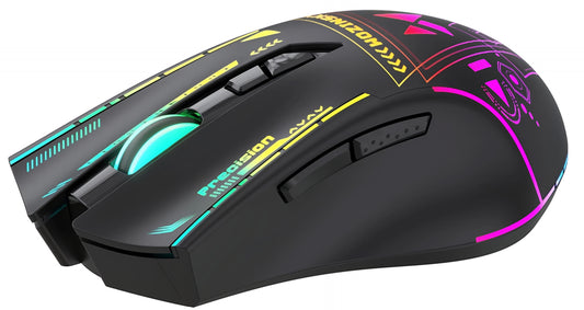 Bezprzewodowa mysz gamingowa WZK WMGB-3200, 3200DPI, RGB, czarna