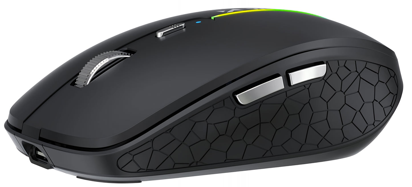 Bezprzewodowa mysz gamingowa WZK WMGK-1132, 1600DPI, RGB, BT / Wi-Fi, Czarna