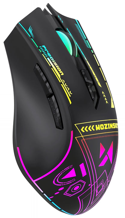 Bezprzewodowa mysz gamingowa WZK WMGB-3200, 3200DPI, RGB, czarna