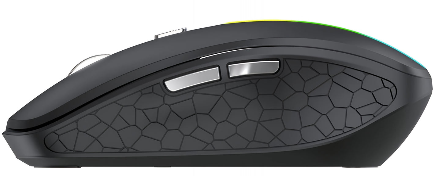 Bezprzewodowa mysz gamingowa WZK WMGK-1132, 1600DPI, RGB, BT / Wi-Fi, Czarna