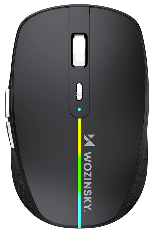 Bezprzewodowa mysz gamingowa WZK WMGK-1132, 1600DPI, RGB, BT / Wi-Fi, Czarna