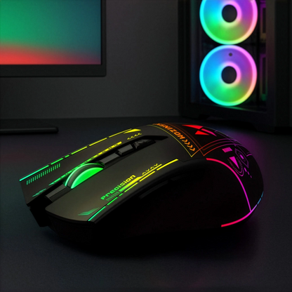 Bezprzewodowa mysz gamingowa WZK WMGB-3200, 3200DPI, RGB, czarna