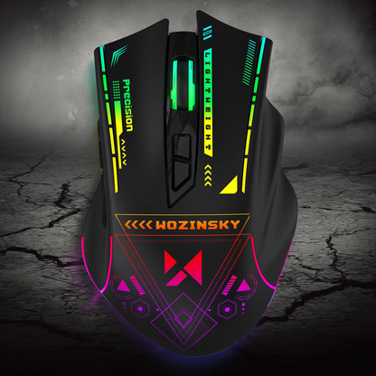 Bezprzewodowa mysz gamingowa WZK WMGB-3200, 3200DPI, RGB, czarna