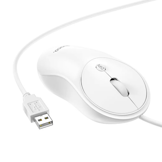 Mysz przewodowa USB HOCO GM13, 1600DPI, Biała