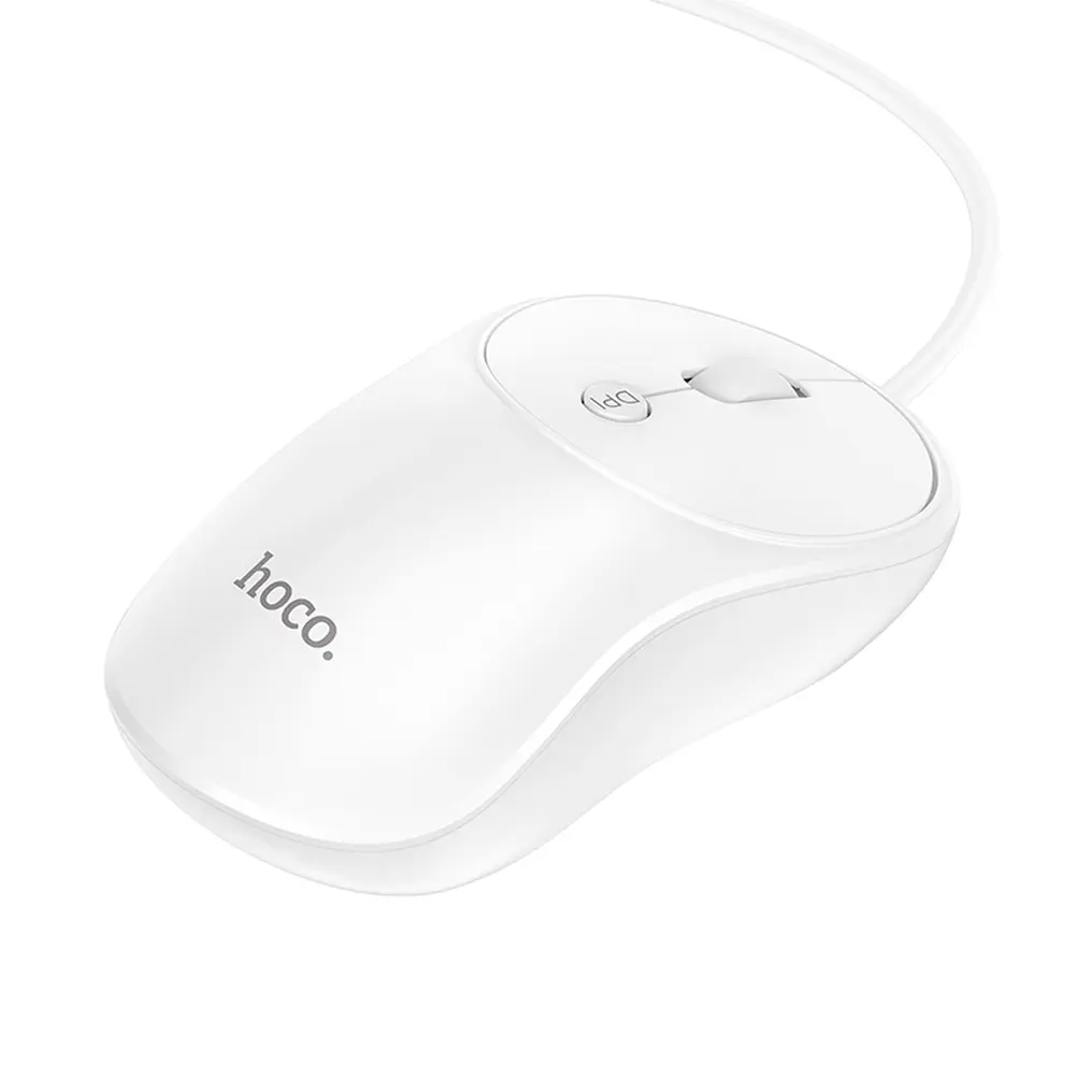 Mouse Wired USB HOCO GM13, 1600DPI, White