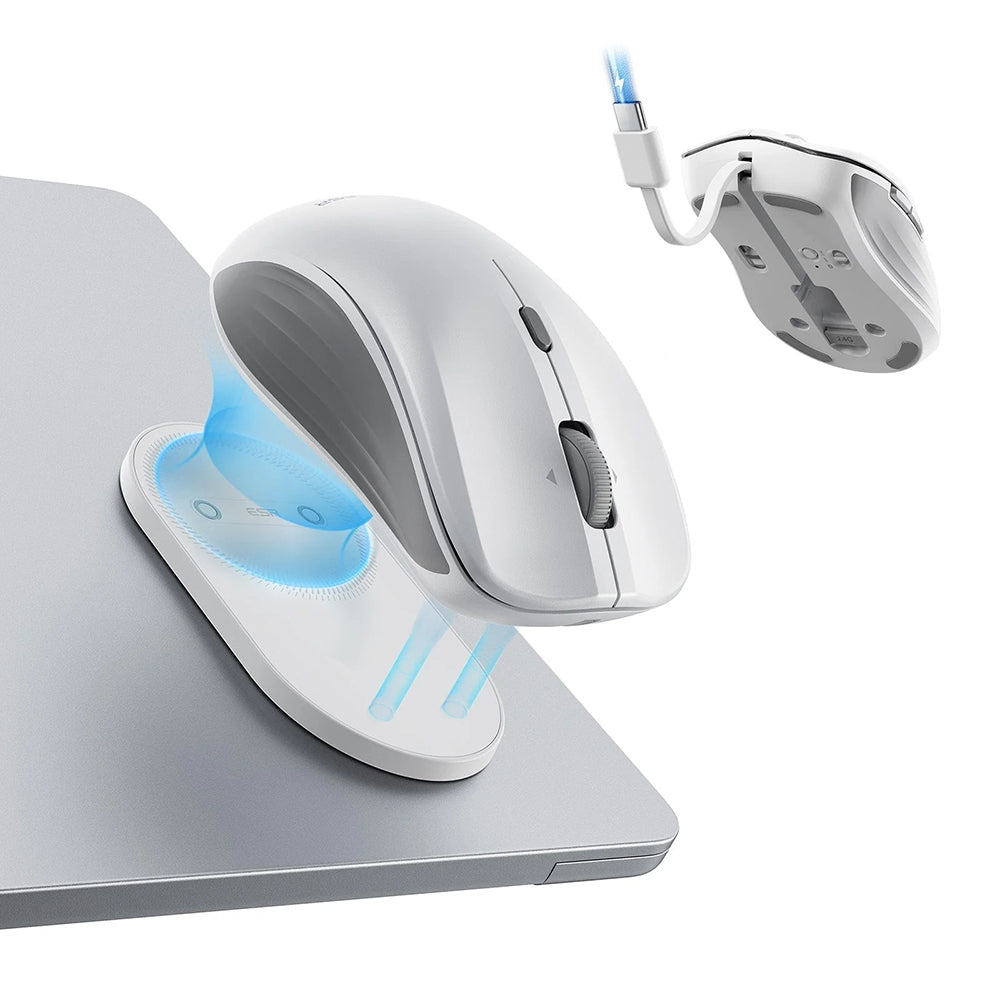 Mysz bezprzewodowa ESR MagMouse, 800DPI - 4800DPI, BT / Wi-Fi, Biała