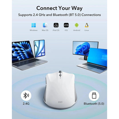 Mysz bezprzewodowa ESR MagMouse, 800DPI - 4800DPI, BT / Wi-Fi, Biała