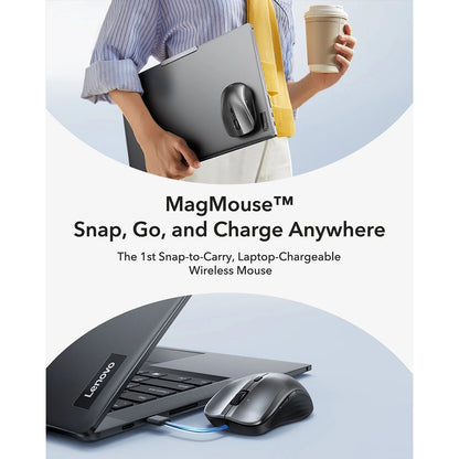 Mysz bezprzewodowa ESR MagMouse, 800DPI - 4800DPI, Szara