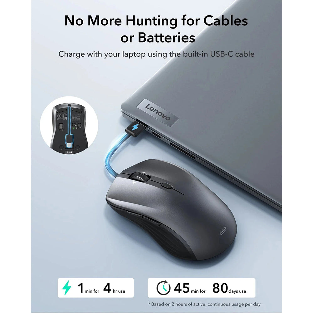 Mysz bezprzewodowa ESR MagMouse, 800DPI - 4800DPI, Czarna