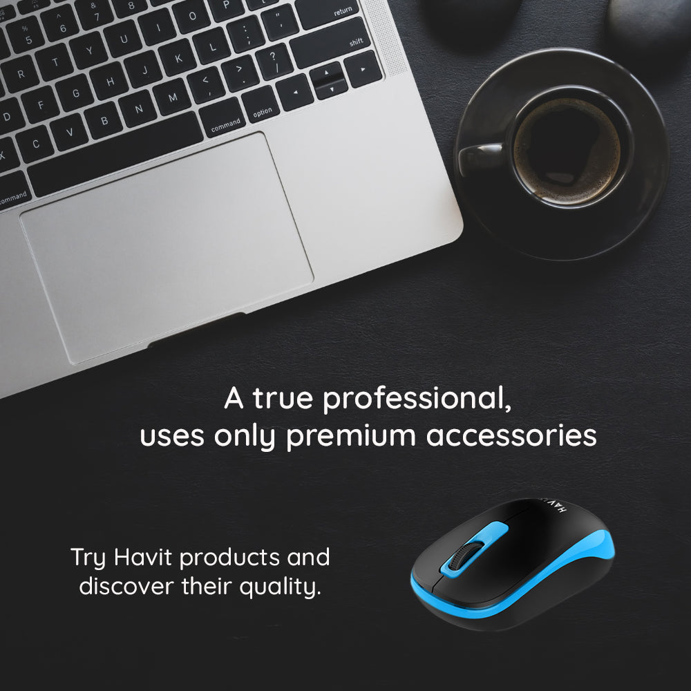 HAVIT MS626GT Wireless Mouse, 1200DPI, Black Blue