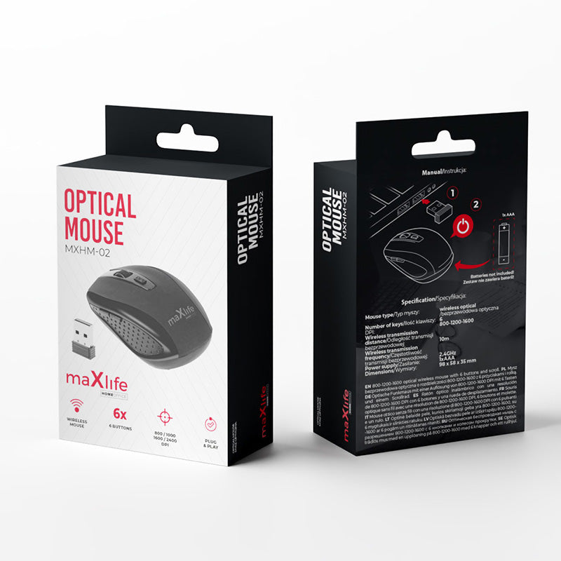 Wireless Mouse MaXlife MXHM-02, 1600DPI, Black