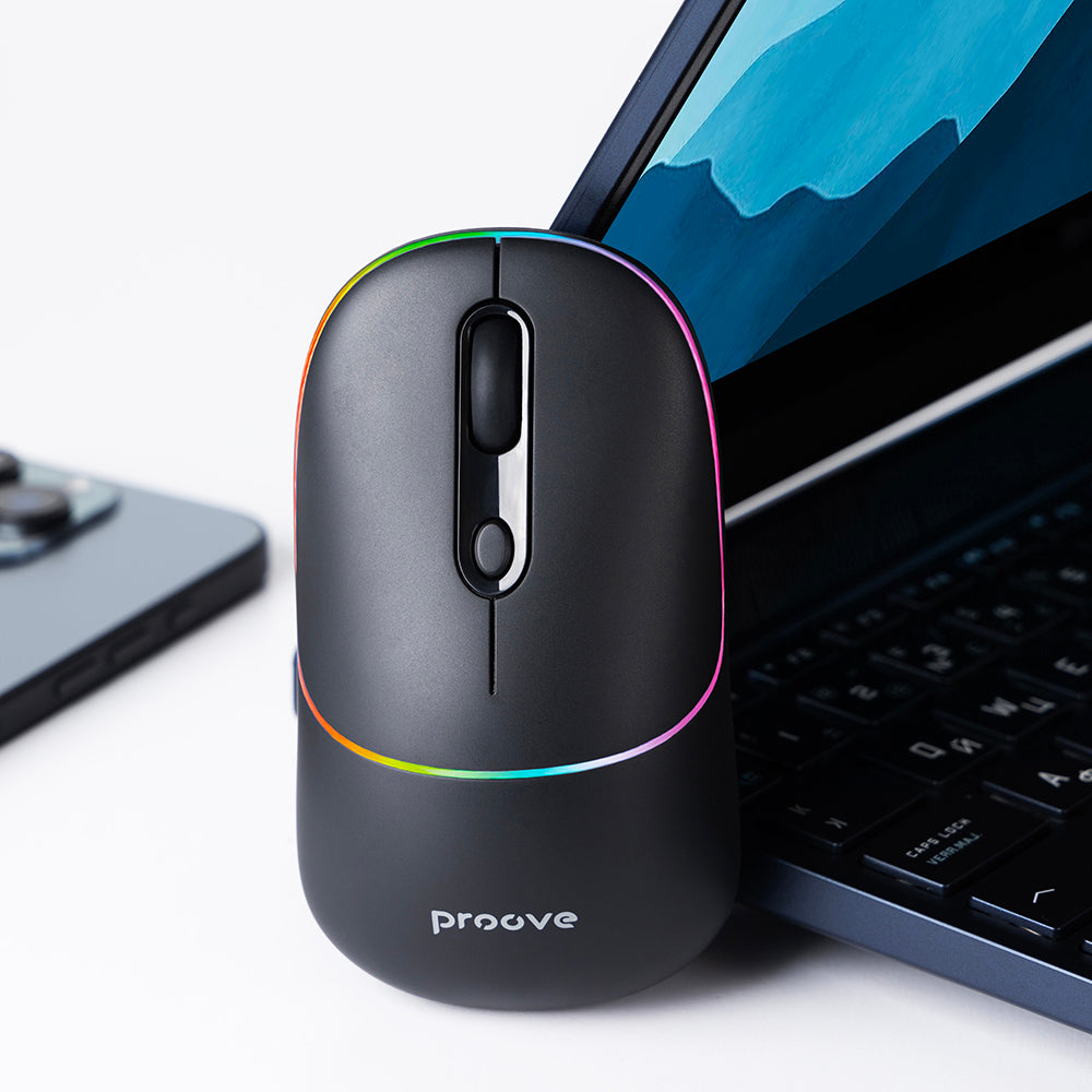 Mysz bezprzewodowa Proove Blink, RGB, 800DPI - 1600DPI, BT / Wi-Fi, Czarna WMBL00002001