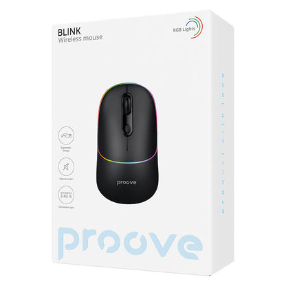 Mysz bezprzewodowa Proove Blink, RGB, 800DPI - 1600DPI, BT / Wi-Fi, Czarna WMBL00002001