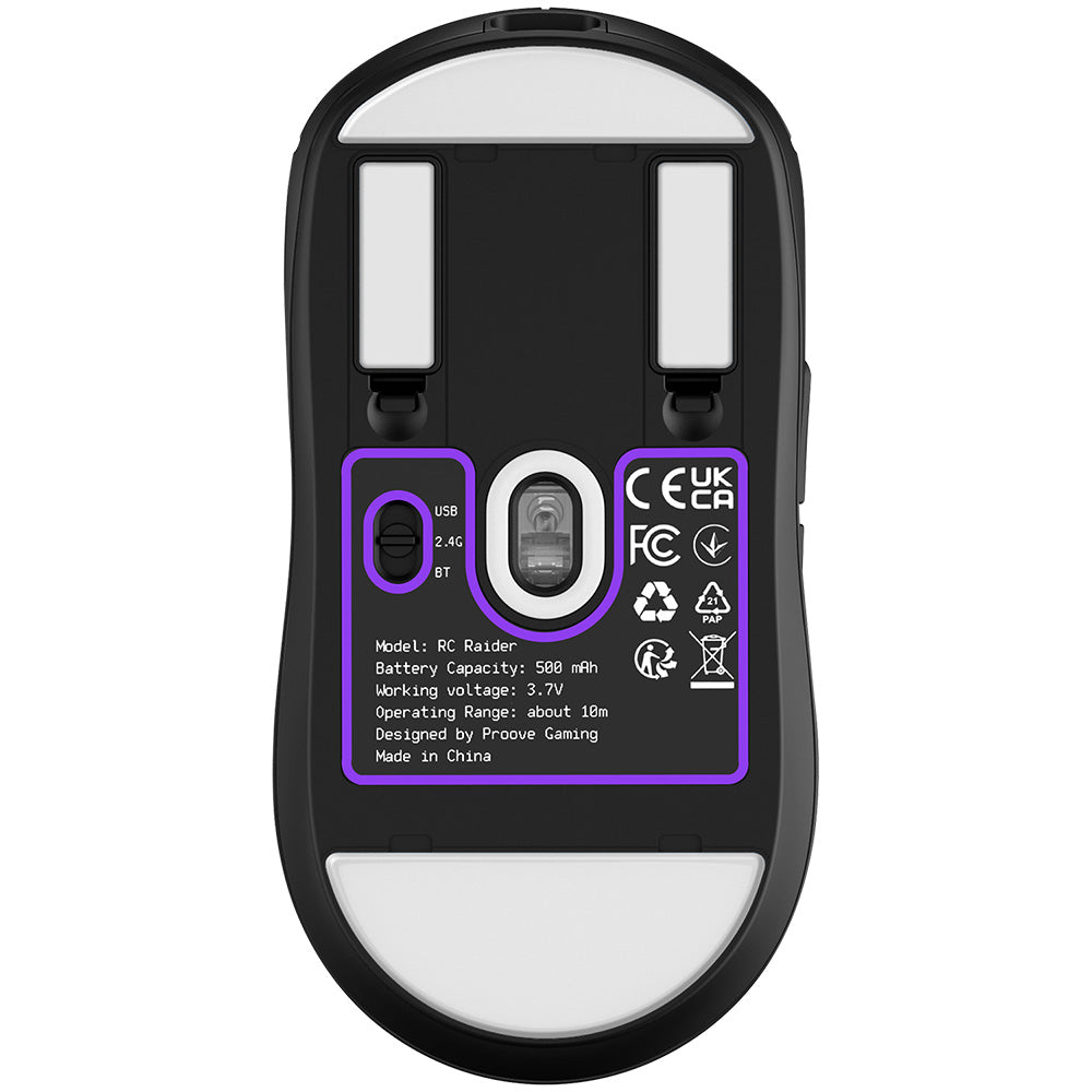 Mysz bezprzewodowa Proove RC Raider 8K, 800DPI - 32000DPI, BT / Wi-Fi / Przewodowa, Czarna WMRR00122001