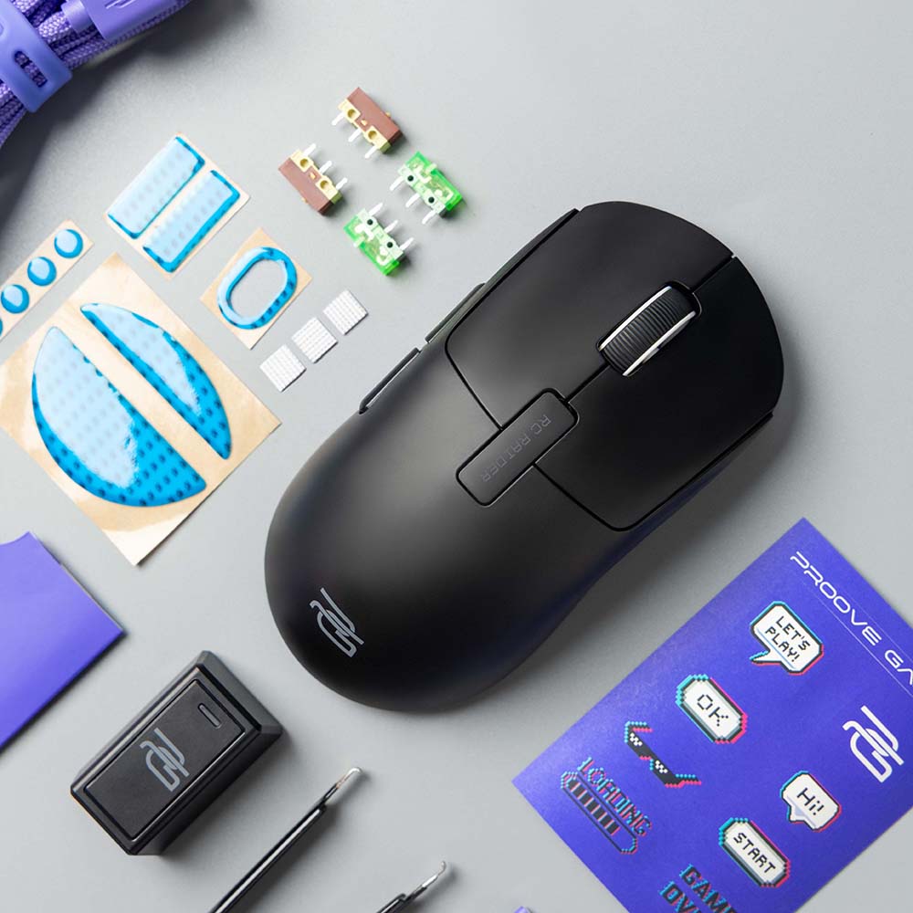 Proove RC Raider 8K Wireless Mouse, 800DPI - 32000DPI, BT / Wi-Fi / Wired, Black WMRR00122001