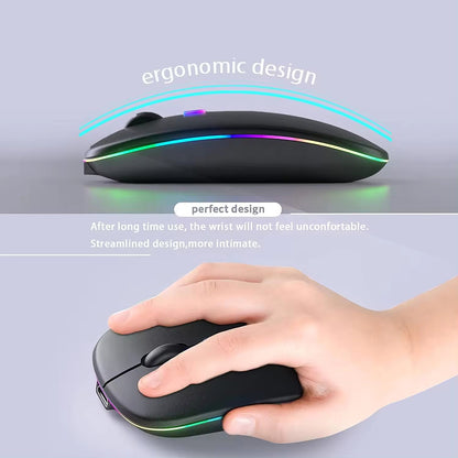 Mysz bezprzewodowa Techsuit M1, RGB, 1600DPI, BT / Wi-Fi, Czarna