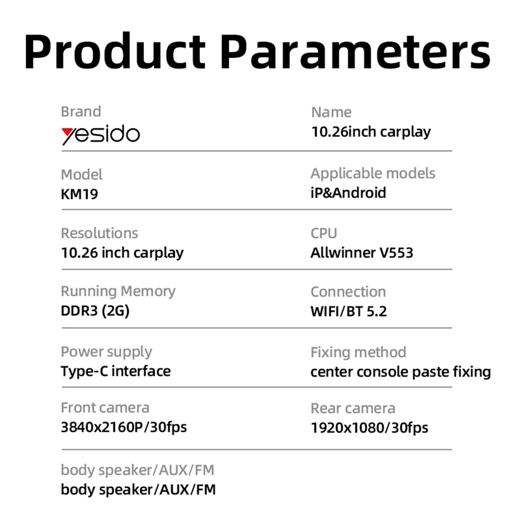 Nawigacja samochodowa Yesido KM19, Wi-Fi, 10.26 cala