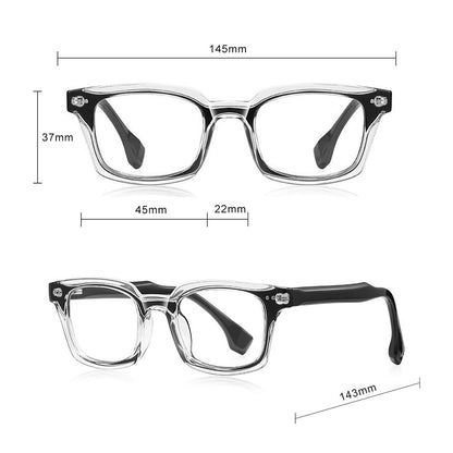 Men's Computer Glasses Techsuit LS084, Anti-Blue Light, Black Transparent