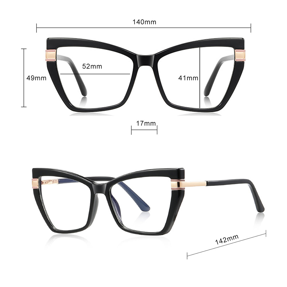 Techsuit 2269 Women's Computer Glasses, Anti-Blue Light, Black