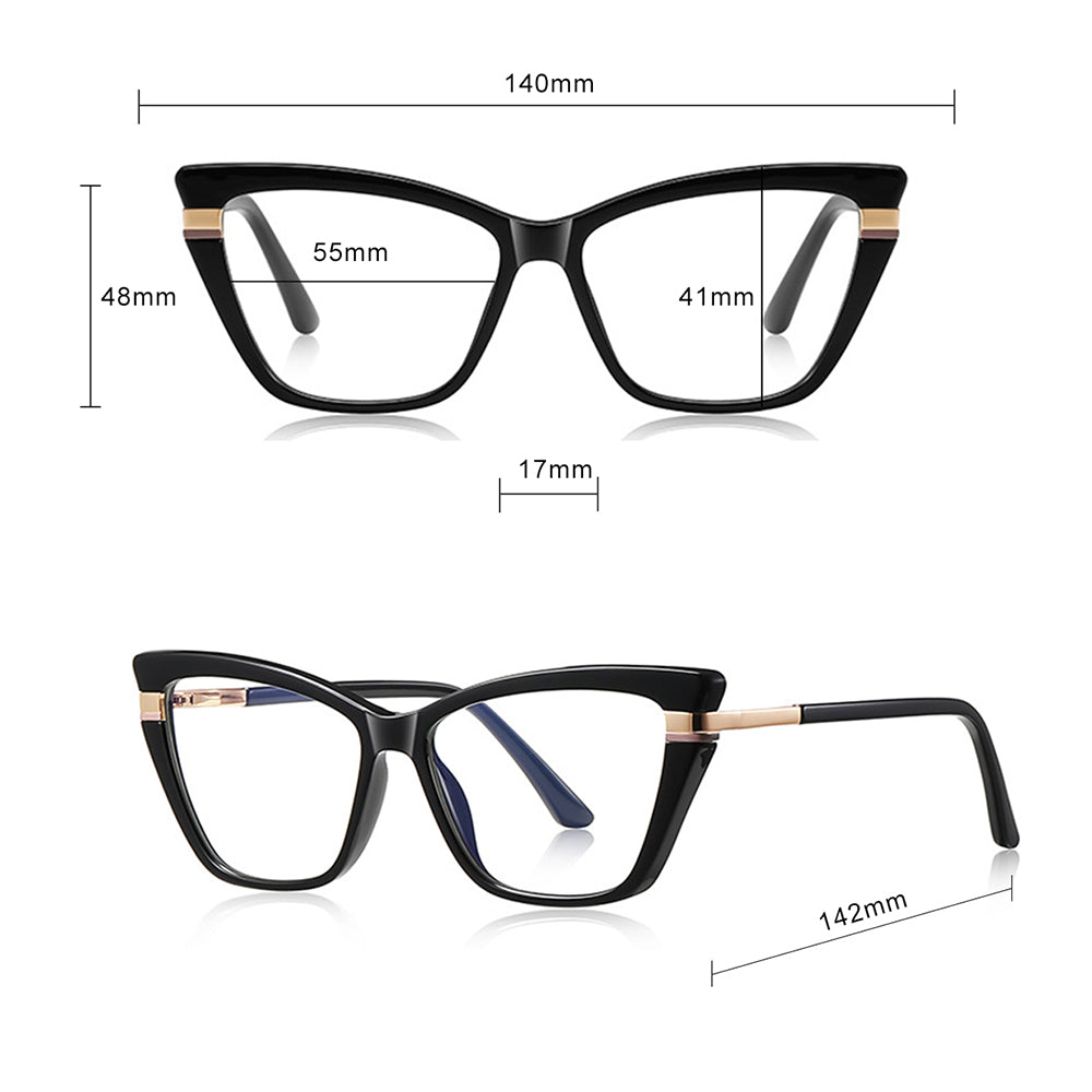 Okulary Komputerowe Damskie Techsuit 2271, Anti-Blue Light, Czarne