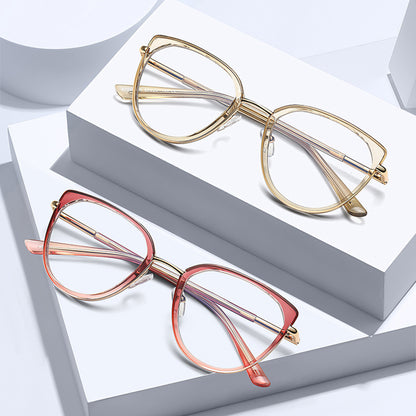 Okulary Komputerowe Damskie Techsuit 82290, Anti-Blue Light, Czarne Złote