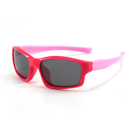 Sportowe okulary przeciwsłoneczne dla dzieci Techsuit 8202-C30, polaryzacyjne, czerwono-różowe