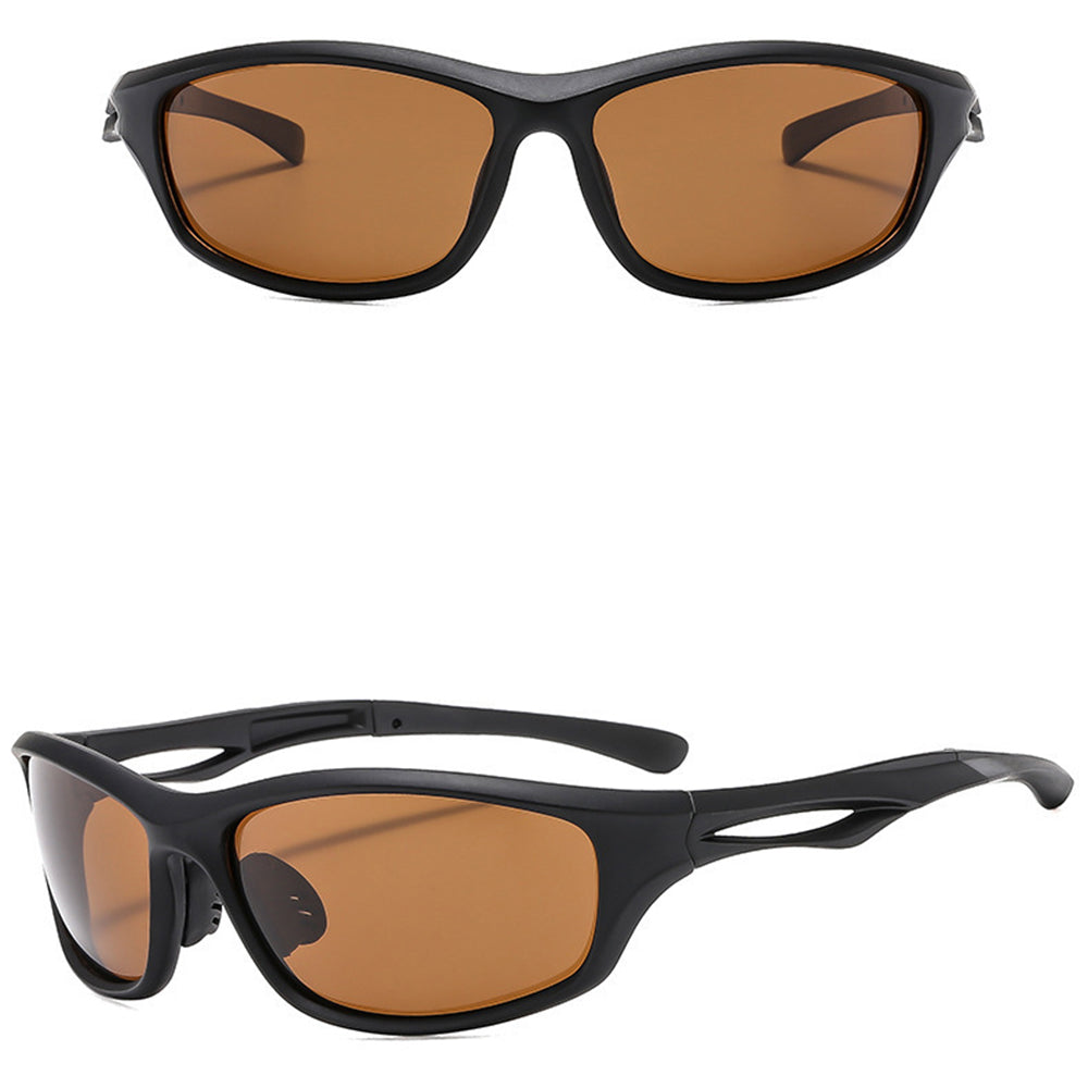 Unisex Cycling Glasses Techsuit 9309, Polarized, Black Brown