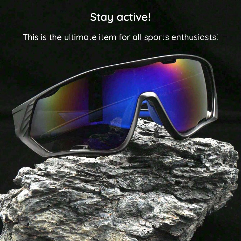 Okulary rowerowe unisex Techsuit 9330, czarne czerwone pomarańczowe