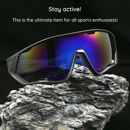 Okulary rowerowe unisex Techsuit 9330, czarne czerwone pomarańczowe