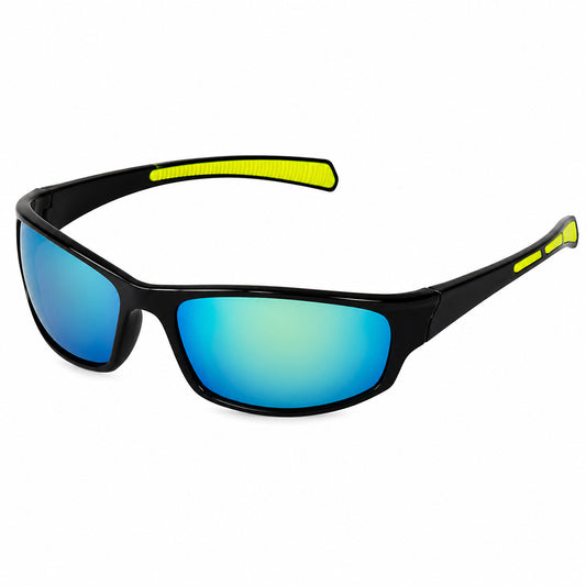 Okulary rowerowe unisex Techsuit 9937, czarne niebieskie żółte