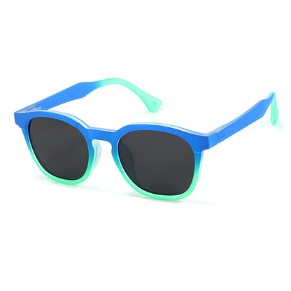 Okulary Przeciwsłoneczne Dziecięce Techsuit 691, Polaryzacyjne, Ochrona UV, Czarny Niebieski Zielony Gradient