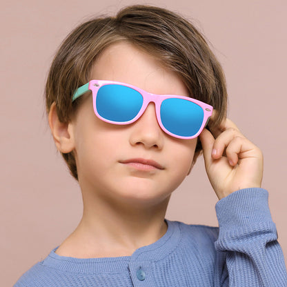 Okulary Przeciwsłoneczne Dla Dzieci Techsuit D802, Polaryzacyjne, Ochrona UV, Granatowo-żółte