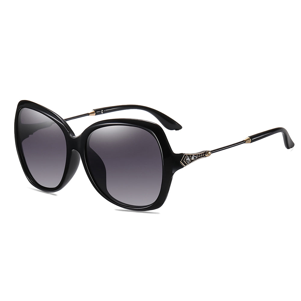 Damskie okulary przeciwsłoneczne Techsuit 8881, polaryzacyjne, ochrona UV, czarno-szare