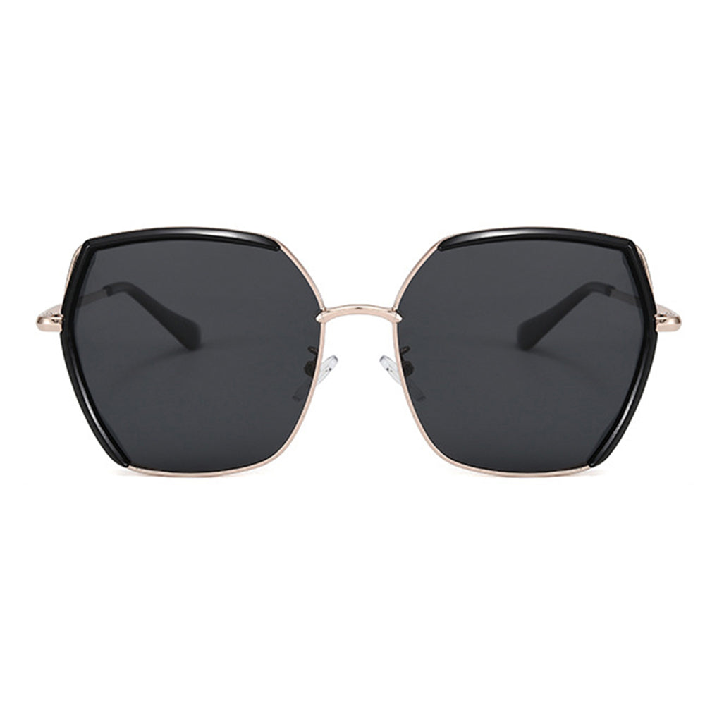 Damskie okulary przeciwsłoneczne Techsuit 9768, polaryzacyjne, ochrona UV, szaro-złoto-zielone