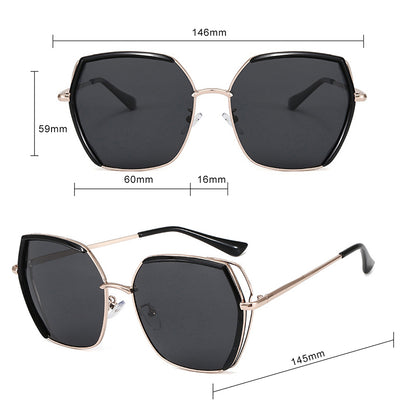 Damskie okulary przeciwsłoneczne Techsuit 9768, polaryzacyjne, ochrona UV, szaro-złoto-zielone
