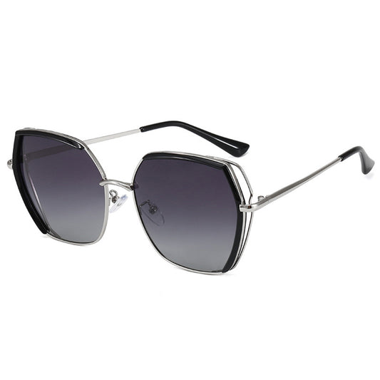 Damskie okulary przeciwsłoneczne Techsuit 9768, polaryzacyjne, ochrona UV, czarno-srebrno-szare