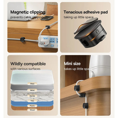 Organizator Kabli Baseus Lite Magnetic, Zestaw 3 Sztuki, Czarny B01331106111-00