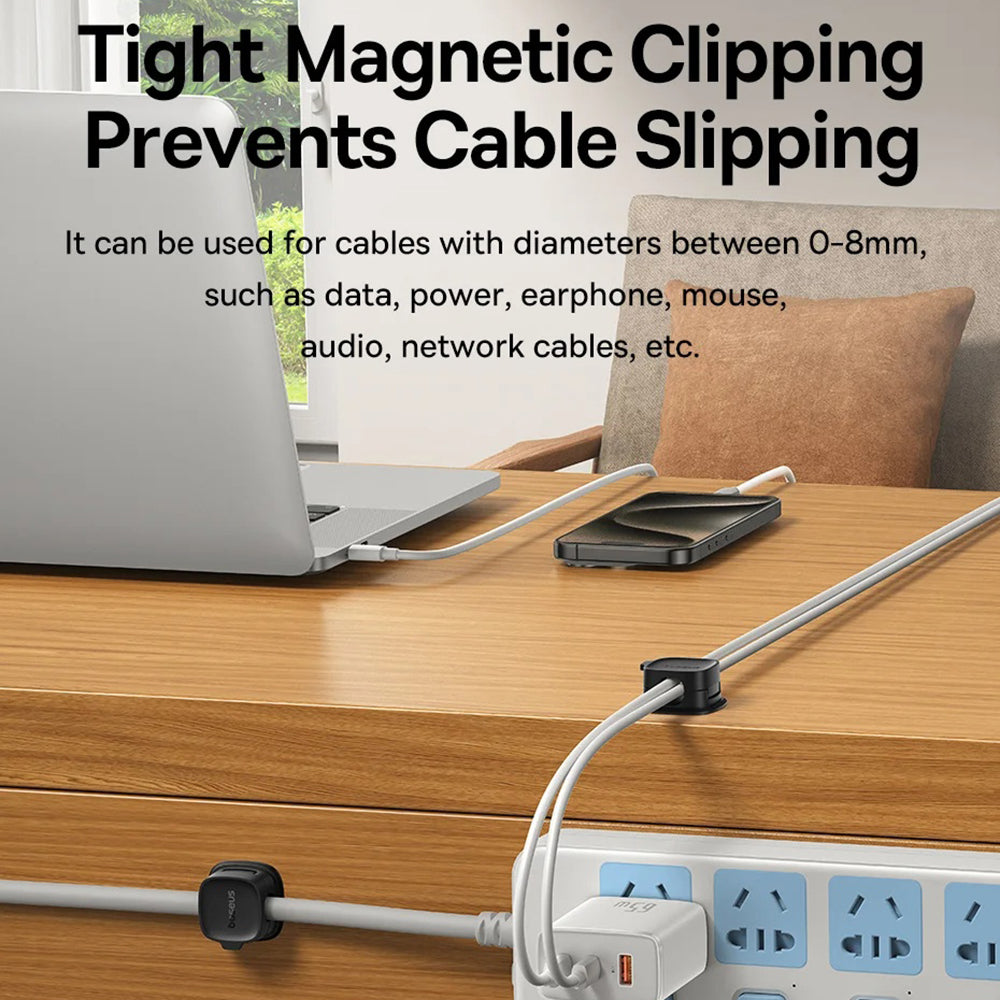 Organizator Kabli Baseus Lite Magnetic, Zestaw 3 Sztuki, Czarny B01331106111-00