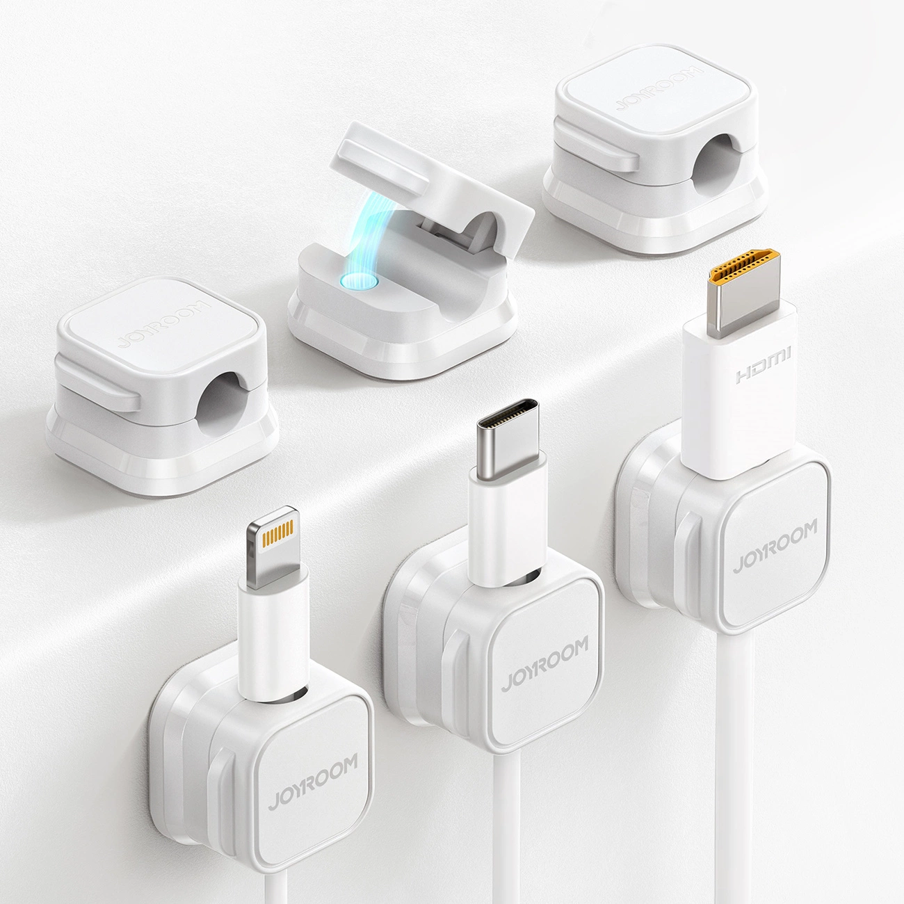 Joyroom JR-ZS368 Cable Organizer, Set of 6 Pieces, White