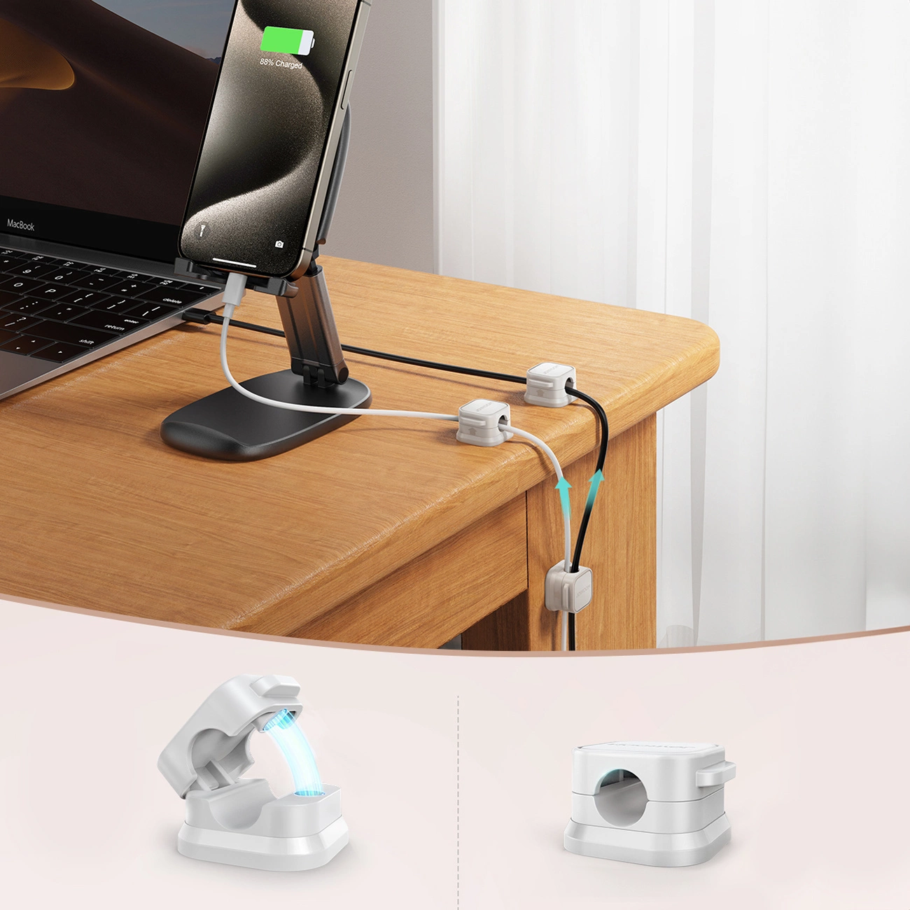 Joyroom JR-ZS368 Cable Organizer, Set of 6 Pieces, White