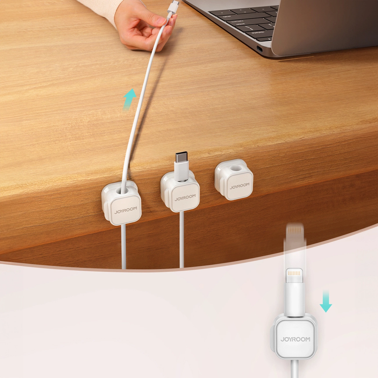 Joyroom JR-ZS368 Cable Organizer, Set of 6 Pieces, White