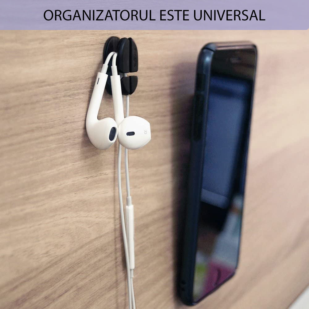 Organizator kabli Ringke, zestaw 6 sztuk, czarny