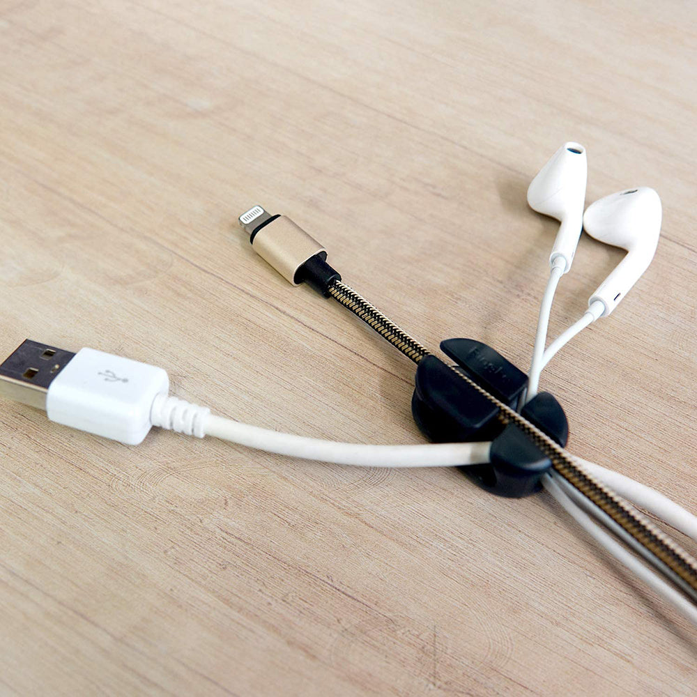 Organizator kabli Ringke, zestaw 6 sztuk, czarny