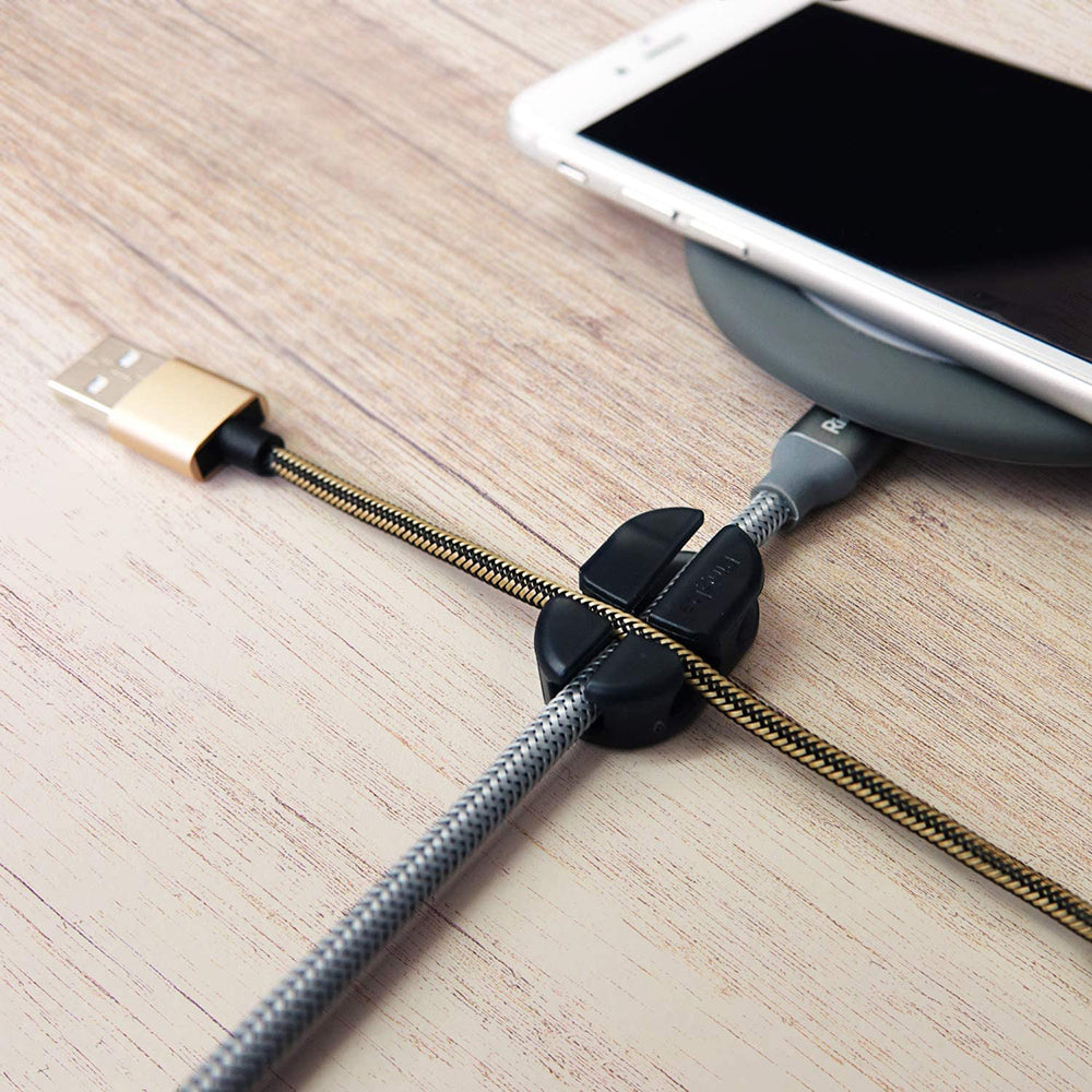 Organizator kabli Ringke, zestaw 6 sztuk, czarny