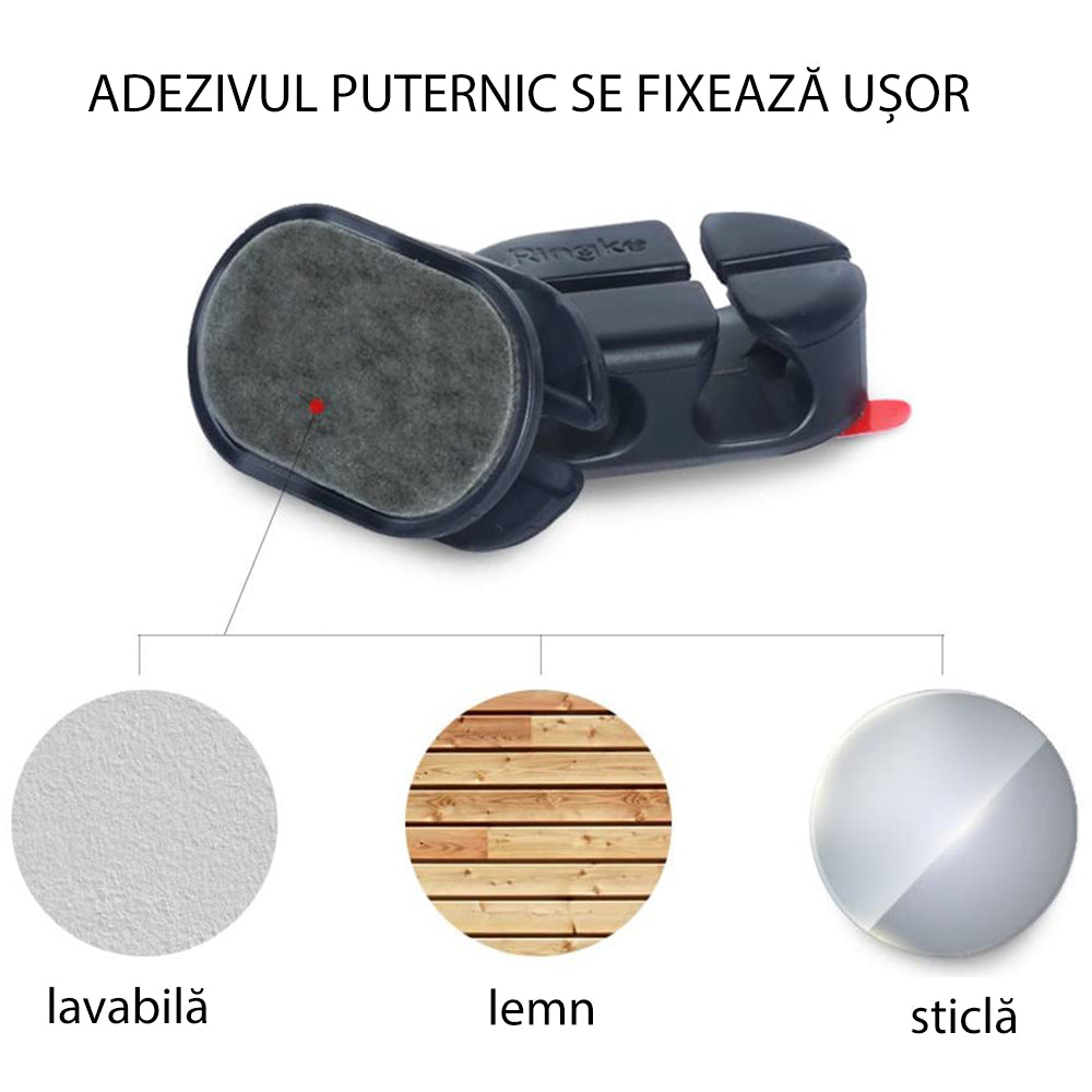 Organizator kabli Ringke, zestaw 6 sztuk, czarny