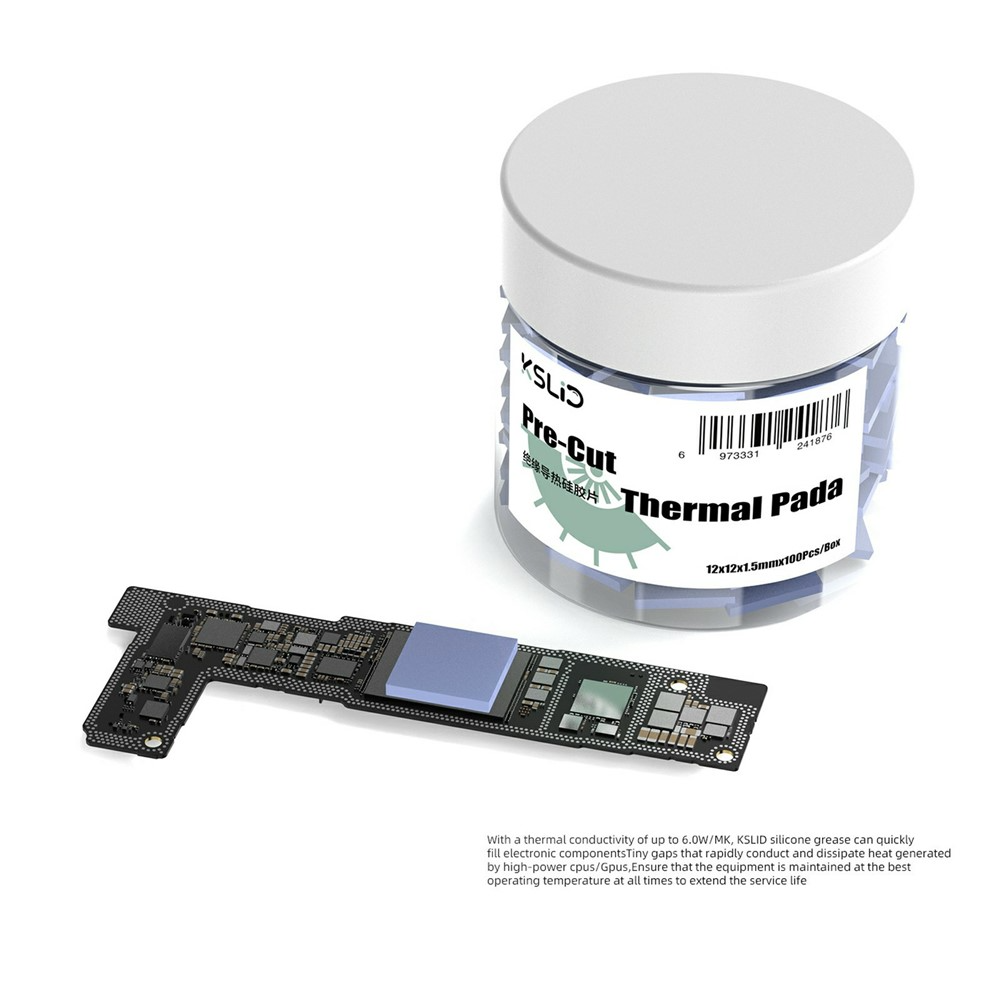 Thermal Conductive Pad KSLid P100, 12mm x 12mm x 1.5mm, Set of 100 pieces