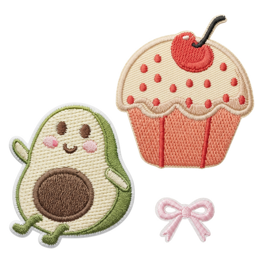 Patch / Naszywka tekstylna OEM Avocado, zestaw 3 sztuki, wielokolorowy