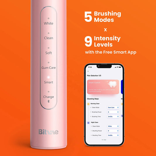 Elektryczna szczoteczka do zębów Bitvae S2 Smart, różowa