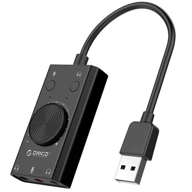 Karta dźwiękowa USB Orico SC2, 3 x Jack 3.5mm, Czarna